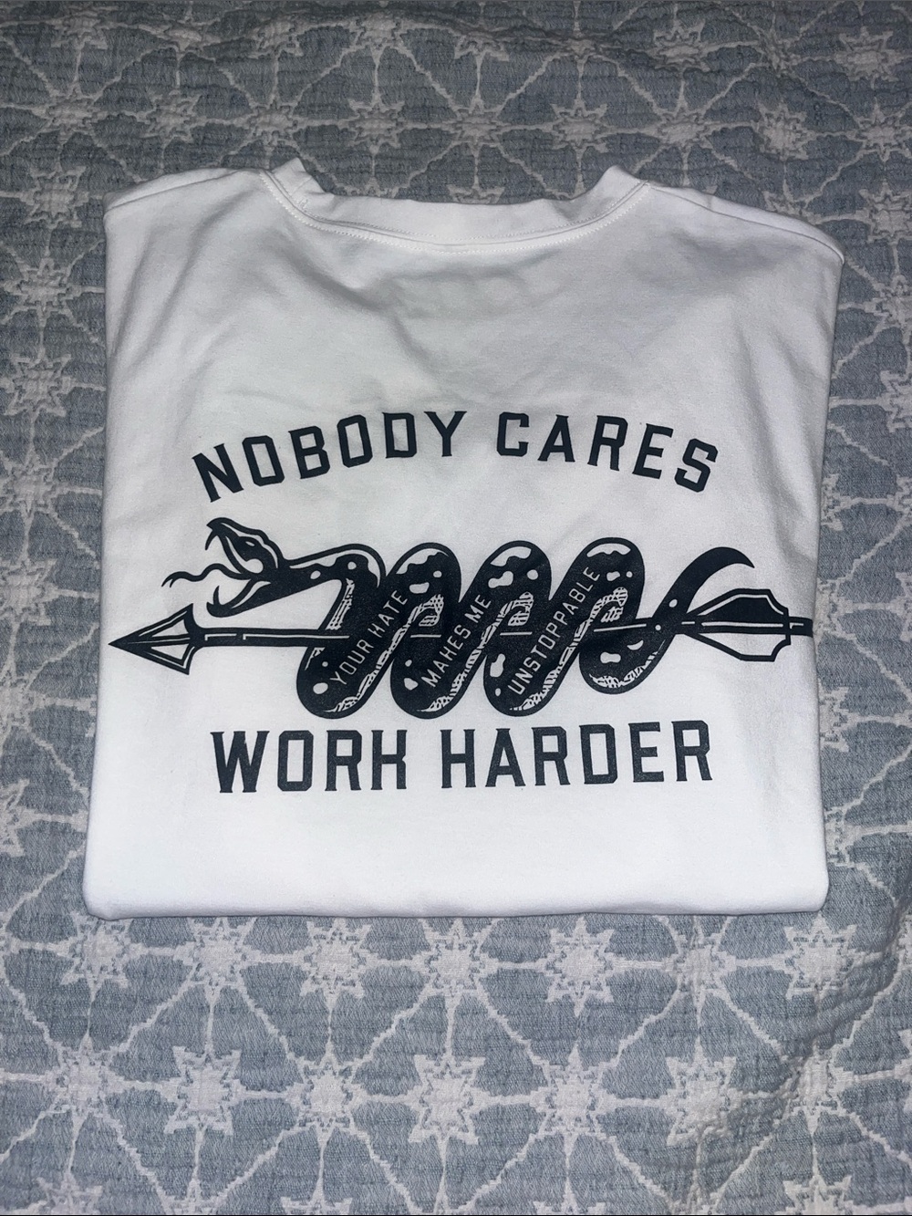 Nobody Cares Work Harder Short Sleeve Tee - White